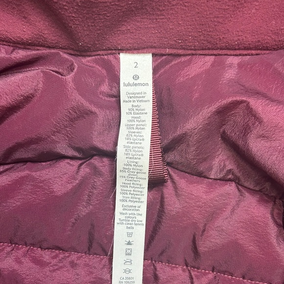 lululemon down for it all jacket size 2 - Picture 4 of 8
